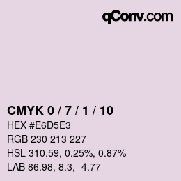 カラーコード: CMYK 0 / 7 / 1 / 10 | qconv.com