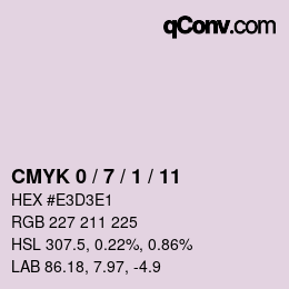 カラーコード: CMYK 0 / 7 / 1 / 11 | qconv.com
