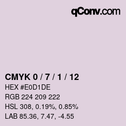 カラーコード: CMYK 0 / 7 / 1 / 12 | qconv.com