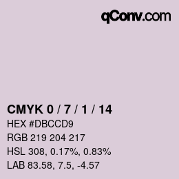 カラーコード: CMYK 0 / 7 / 1 / 14 | qconv.com