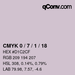 カラーコード: CMYK 0 / 7 / 1 / 18 | qconv.com