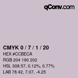 カラーコード: CMYK 0 / 7 / 1 / 20 | qconv.com