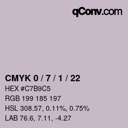 Code couleur: CMYK 0 / 7 / 1 / 22 | qconv.com