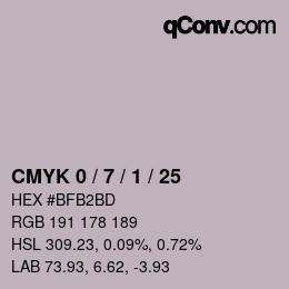 颜色代码: CMYK 0 / 7 / 1 / 25 | qconv.com