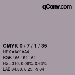 カラーコード: CMYK 0 / 7 / 1 / 35 | qconv.com