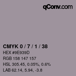 カラーコード: CMYK 0 / 7 / 1 / 38 | qconv.com