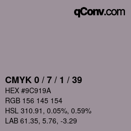 Color code: CMYK 0 / 7 / 1 / 39 | qconv.com