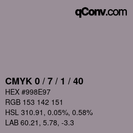 Farbcode: CMYK 0 / 7 / 1 / 40 | qconv.com