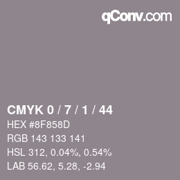 颜色代码: CMYK 0 / 7 / 1 / 44 | qconv.com