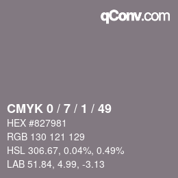 カラーコード: CMYK 0 / 7 / 1 / 49 | qconv.com