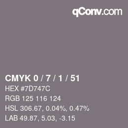 颜色代码: CMYK 0 / 7 / 1 / 51 | qconv.com