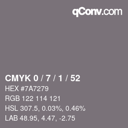 Color code: CMYK 0 / 7 / 1 / 52 | qconv.com