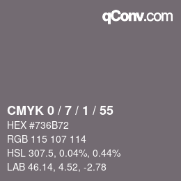 颜色代码: CMYK 0 / 7 / 1 / 55 | qconv.com