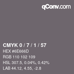 カラーコード: CMYK 0 / 7 / 1 / 57 | qconv.com