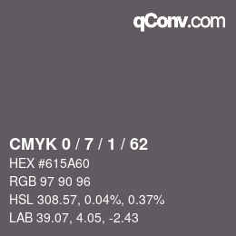 カラーコード: CMYK 0 / 7 / 1 / 62 | qconv.com