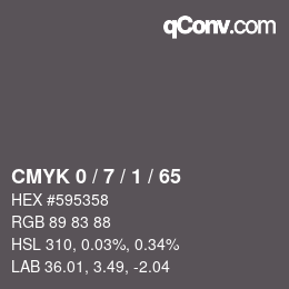 カラーコード: CMYK 0 / 7 / 1 / 65 | qconv.com