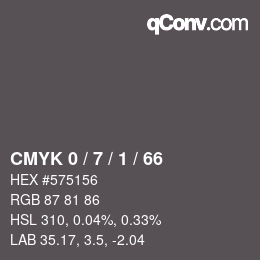 カラーコード: CMYK 0 / 7 / 1 / 66 | qconv.com