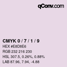 カラーコード: CMYK 0 / 7 / 1 / 9 | qconv.com