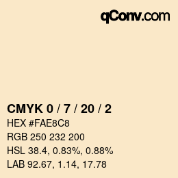 颜色代码: CMYK 0 / 7 / 20 / 2 | qconv.com