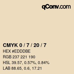 カラーコード: CMYK 0 / 7 / 20 / 7 | qconv.com