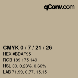 カラーコード: CMYK 0 / 7 / 21 / 26 | qconv.com