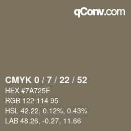 Código de color: CMYK 0 / 7 / 22 / 52 | qconv.com