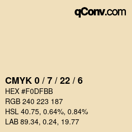 カラーコード: CMYK 0 / 7 / 22 / 6 | qconv.com