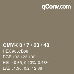 颜色代码: CMYK 0 / 7 / 23 / 48 | qconv.com