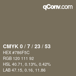 颜色代码: CMYK 0 / 7 / 23 / 53 | qconv.com