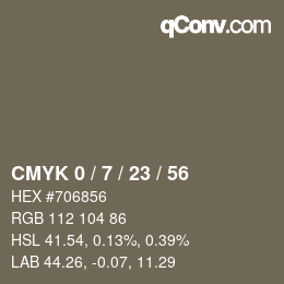 Color code: CMYK 0 / 7 / 23 / 56 | qconv.com