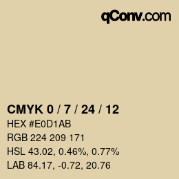 カラーコード: CMYK 0 / 7 / 24 / 12 | qconv.com