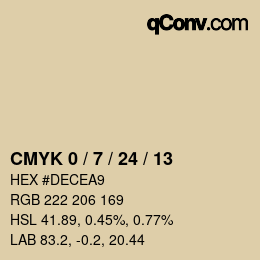 カラーコード: CMYK 0 / 7 / 24 / 13 | qconv.com