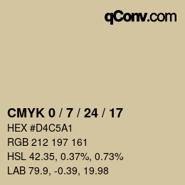 カラーコード: CMYK 0 / 7 / 24 / 17 | qconv.com