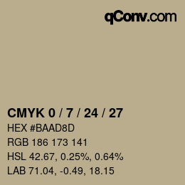 カラーコード: CMYK 0 / 7 / 24 / 27 | qconv.com