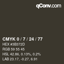 Color code: CMYK 0 / 7 / 24 / 77 | qconv.com