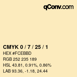 カラーコード: CMYK 0 / 7 / 25 / 1 | qconv.com