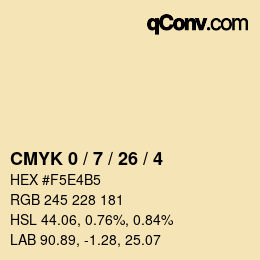 カラーコード: CMYK 0 / 7 / 26 / 4 | qconv.com