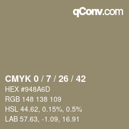 カラーコード: CMYK 0 / 7 / 26 / 42 | qconv.com