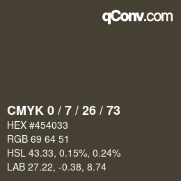 カラーコード: CMYK 0 / 7 / 26 / 73 | qconv.com