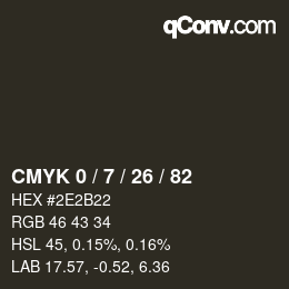 Color code: CMYK 0 / 7 / 26 / 82 | qconv.com