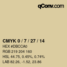 カラーコード: CMYK 0 / 7 / 27 / 14 | qconv.com