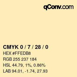 カラーコード: CMYK 0 / 7 / 28 / 0 | qconv.com