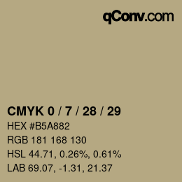 颜色代码: CMYK 0 / 7 / 28 / 29 | qconv.com