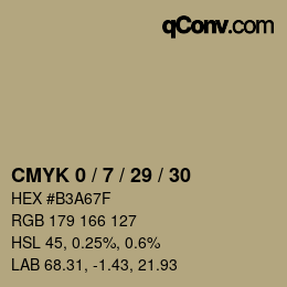 Código de color: CMYK 0 / 7 / 29 / 30 | qconv.com
