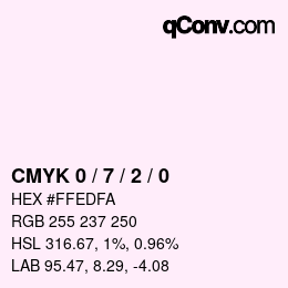 カラーコード: CMYK 0 / 7 / 2 / 0 | qconv.com