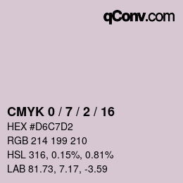 カラーコード: CMYK 0 / 7 / 2 / 16 | qconv.com
