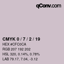 カラーコード: CMYK 0 / 7 / 2 / 19 | qconv.com