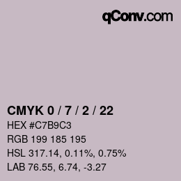 カラーコード: CMYK 0 / 7 / 2 / 22 | qconv.com