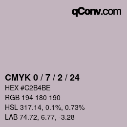 カラーコード: CMYK 0 / 7 / 2 / 24 | qconv.com