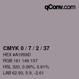 カラーコード: CMYK 0 / 7 / 2 / 37 | qconv.com